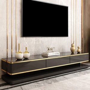 Gapn 78.7" Black TV Media Console with 3 Drawers Tempered Glass for TVs Up to 78"