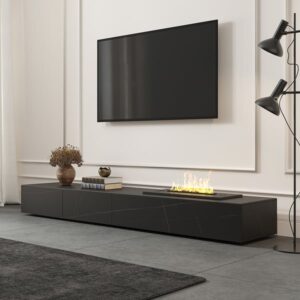 87" Sintered Stone Electric Fireplace Humidifier TV Stand