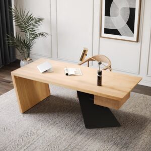 Cabstract Modern Natural Wood Office Desk with Drawer (63")