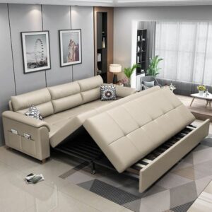 74" Queen 2-Seater Leath-aire Sleeper Sofa