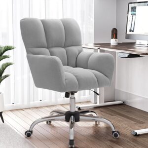 Modern Office Chair Upholstered Cotton&Linen Swivel Task Chair Height Adjustable