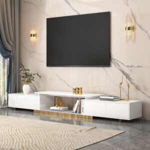 Mordelle Extendable TV Stand with Gold Base & Storage(63"-95")